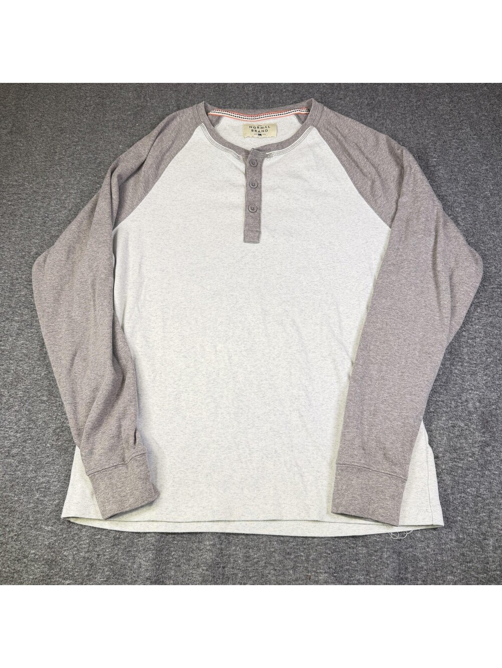 The Normal Brand Henley Shirt Mens Large Gray Raglan Long Sleeve Colorblock